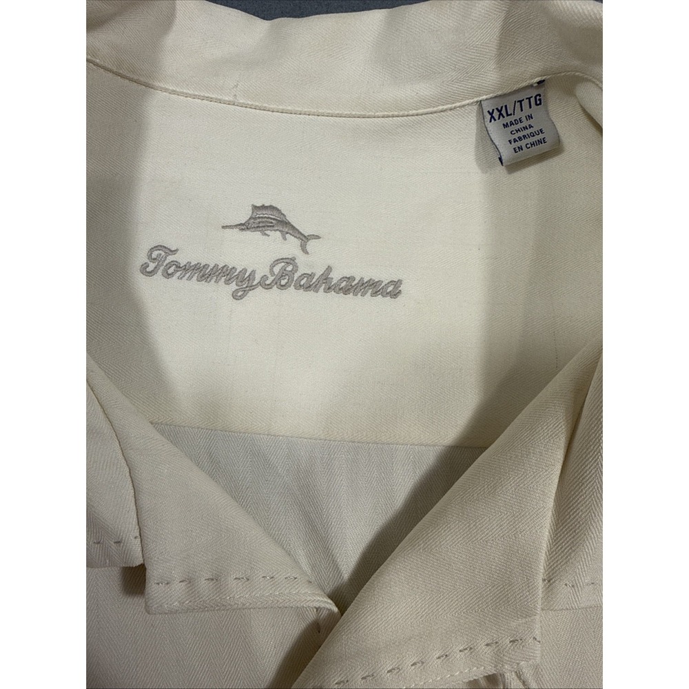 TOMMY BAHAMA ivory silk S/S shirt Men's XXL